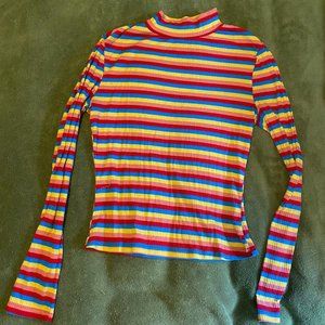 Rainbow Striped Turtleneck Long Sleeve Size M/L